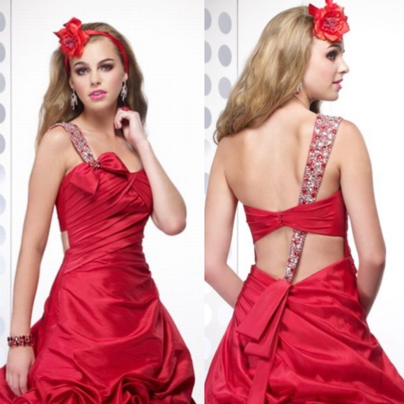 ALYCE PARIS | bubble hem one shoulder prom/quinceanera/pageant/ball gown/dress - Picture 2 of 3